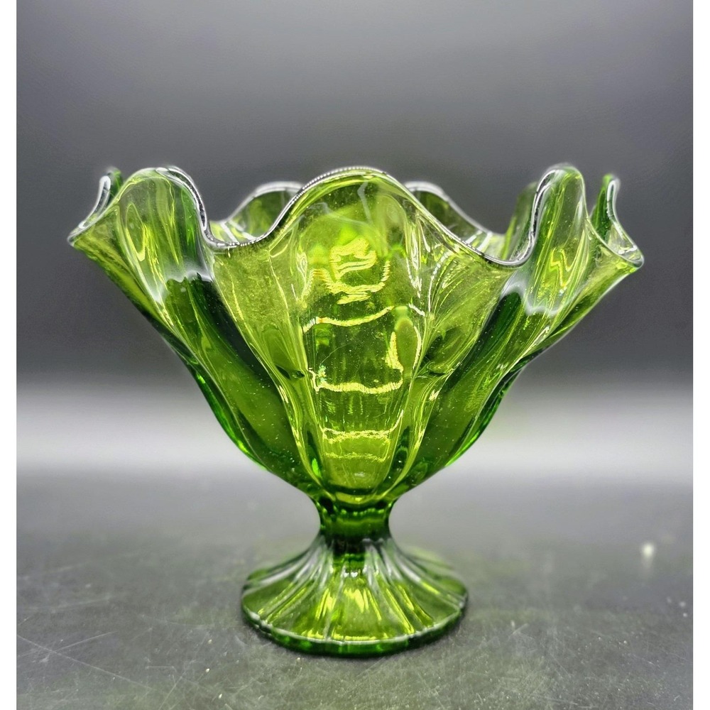 Vintage L. E. Smith Art Glass Swung Pedestal Vase Compote Mid-Century Modern